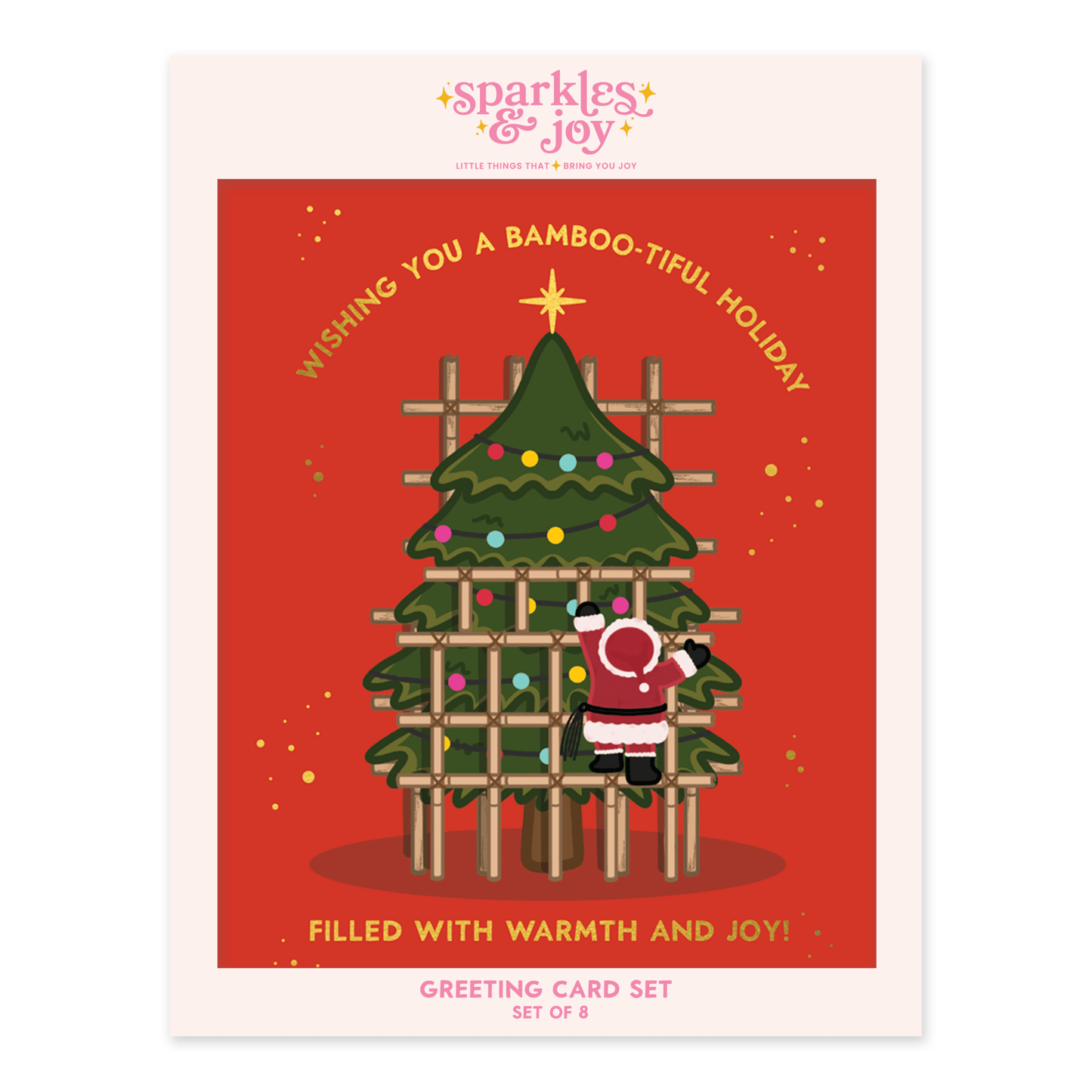 Bamboo - tiful Holiday Season - Christmas Greeting Card Set - Sparkles & Joy