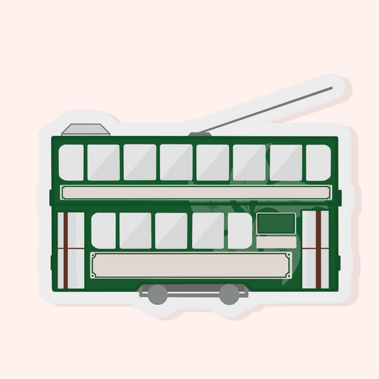 Hong Kong Green Tram - Matte Vinyl Sticker - Sparkles & Joy