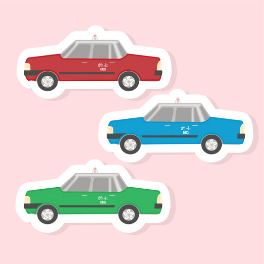 Hong Kong Taxis - Matte Vinyl Sticker Sparkles & Joy