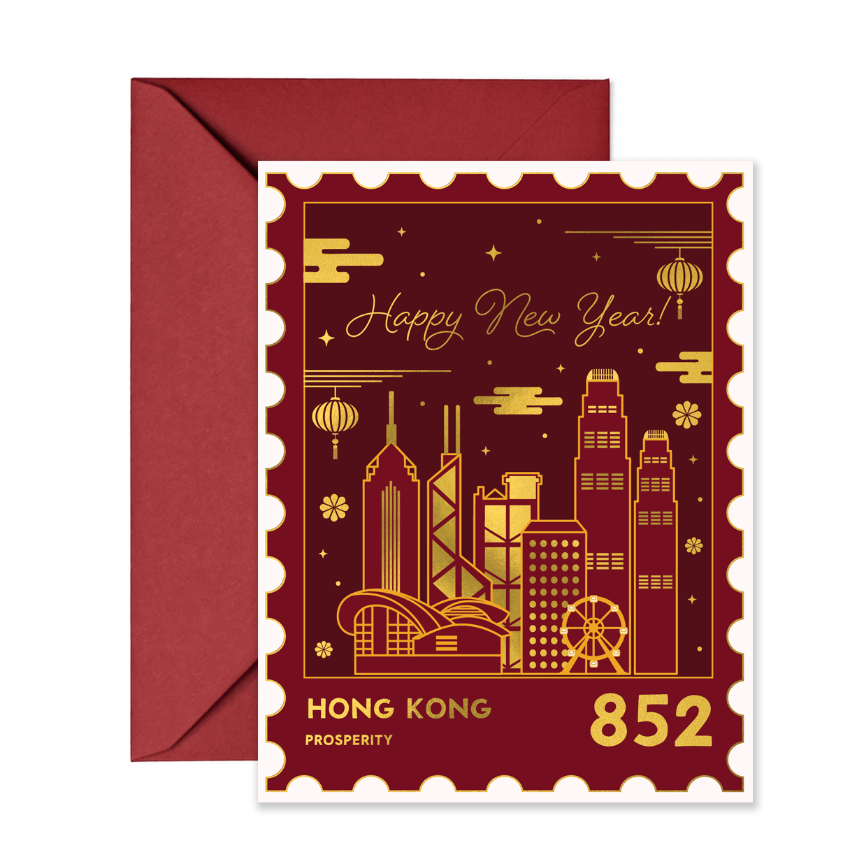 Chinese New Year Skyline - Greeting Card - Sparkles & Joy