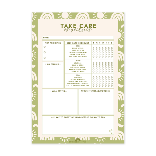 Self-Care Checklist - A5 Notepad Sparkles & Joy