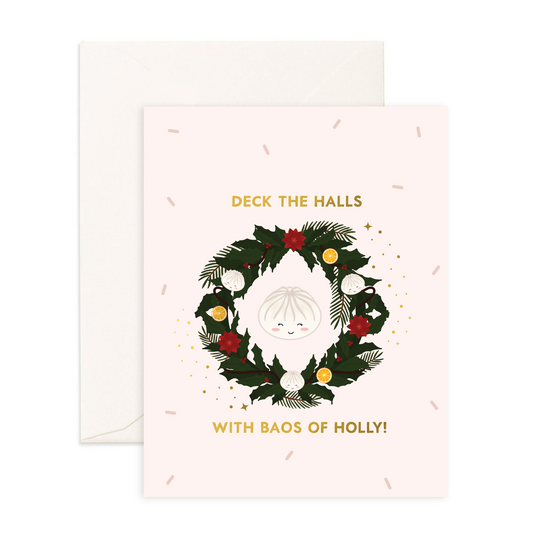 Baos of Holly -  Christmas Greeting Card