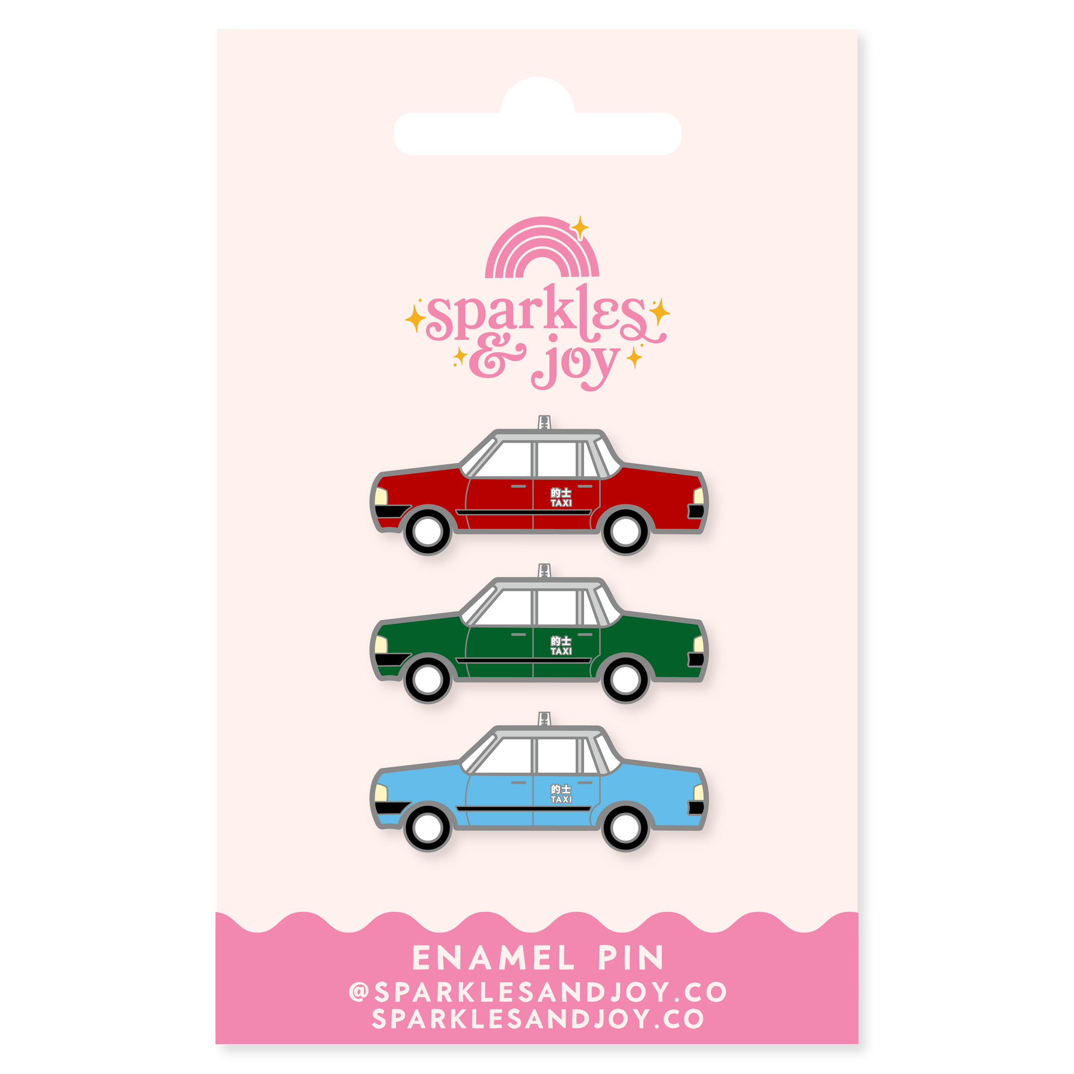 The Trio Taxi Enamel Pin Set