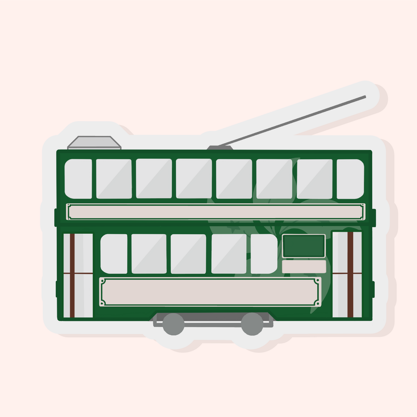 Hong Kong Green Tram - Matte Vinyl Sticker