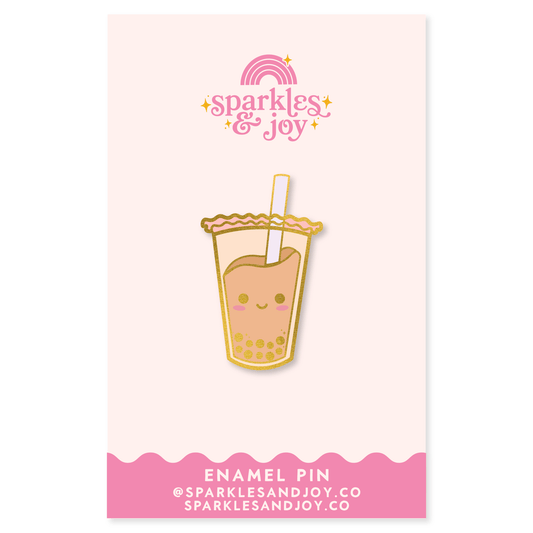 Bubble Tea Enamel Pin - Sparkles & Joy