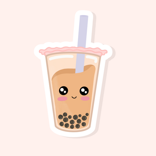 Bubble Tea - Glitter Vinyl Sticker Sparkles & Joy
