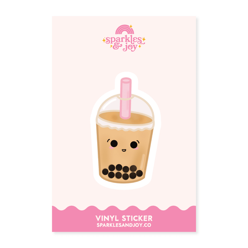 Bubble Tea - Glitter Vinyl Sticker - Sparkles & Joy