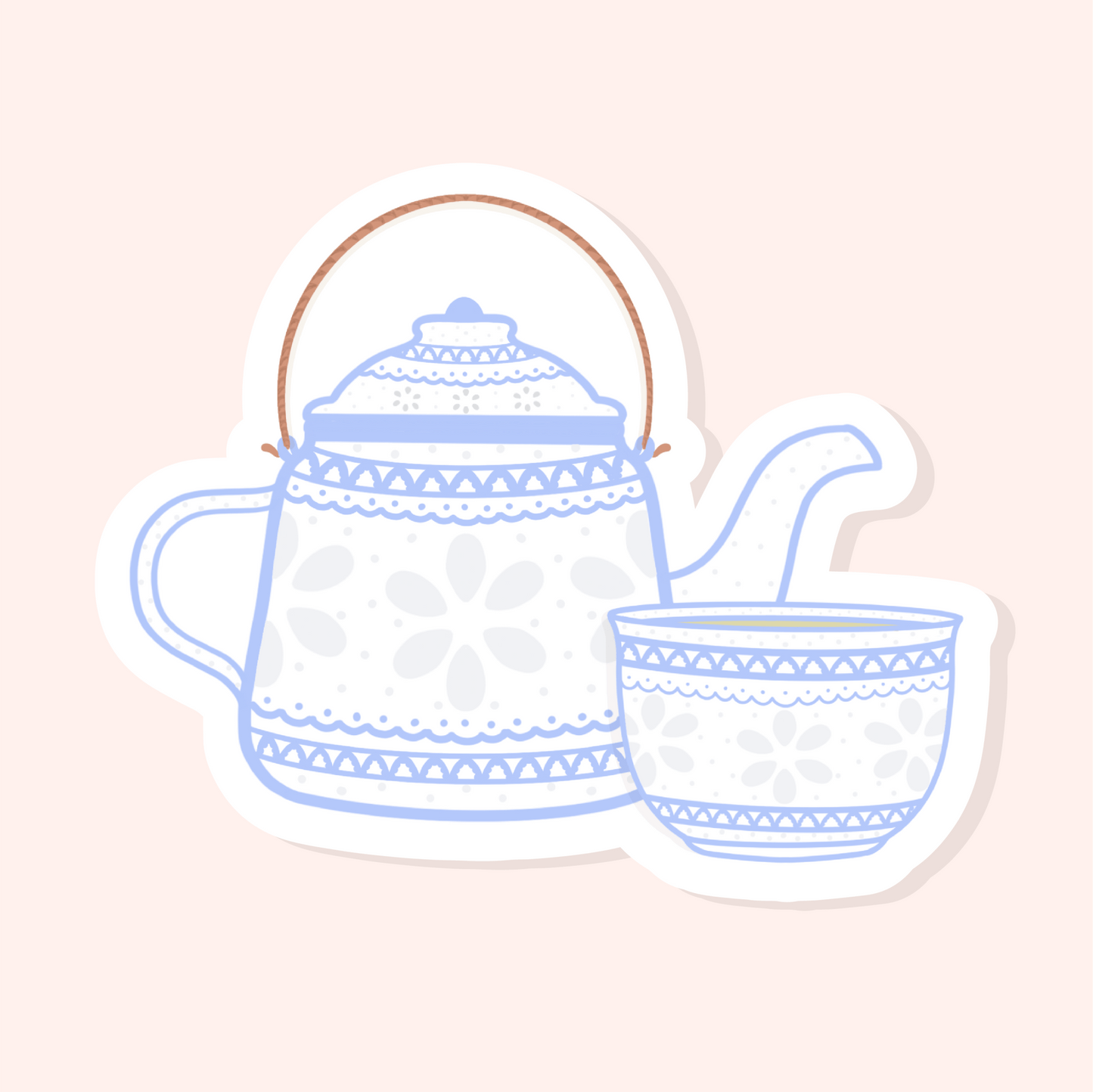 Chinoiserie Tea Set - Matte Vinyl Sticker - Sparkles & Joy
