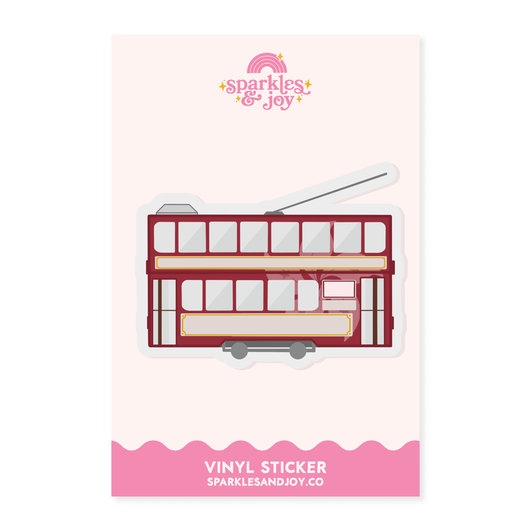 Hong Kong Red Tram - Glitter Vinyl Sticker - Sparkles & Joy