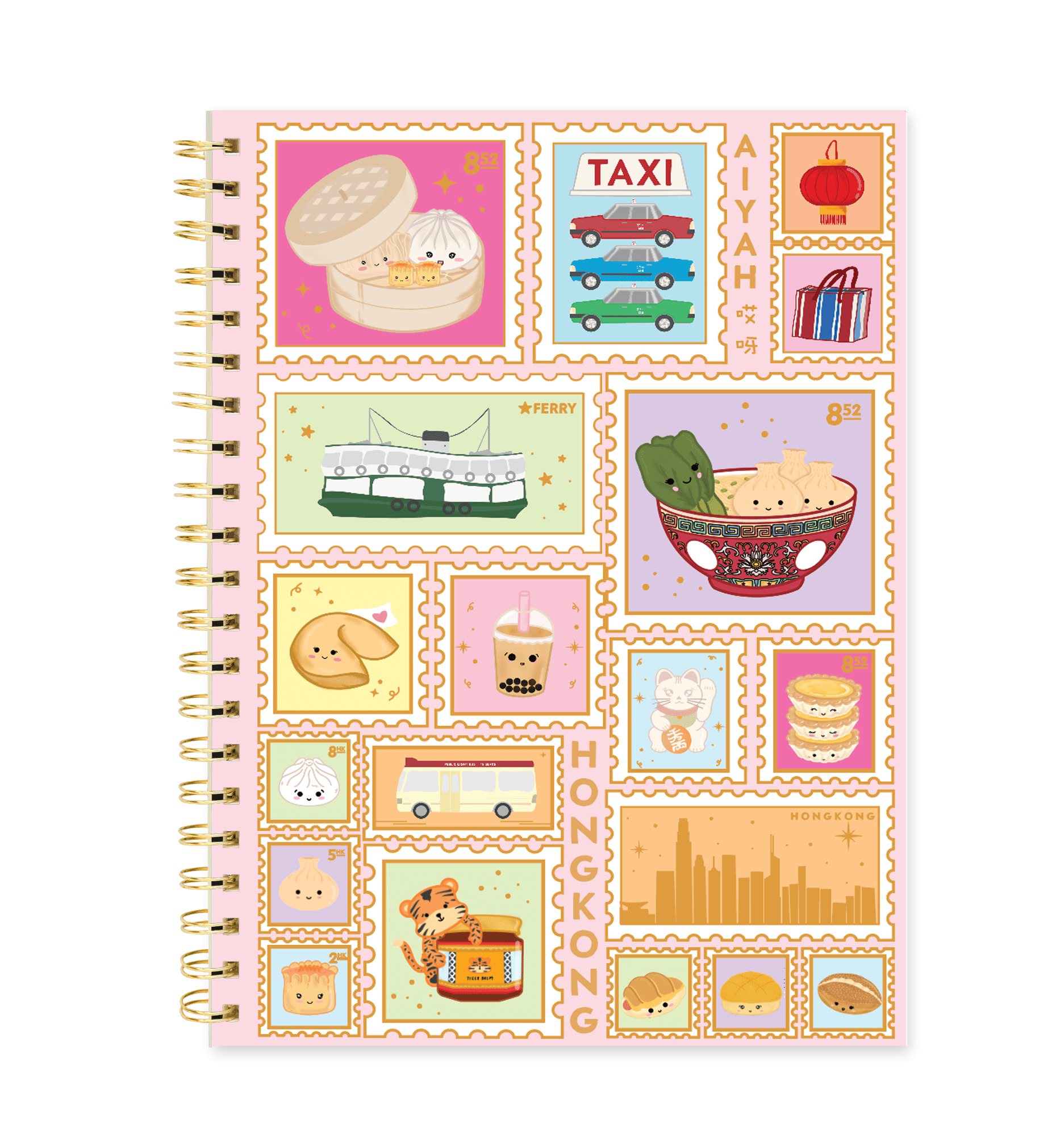 Hong Kong Stamps - A5 Spiral Notebook - Sparkles & Joy