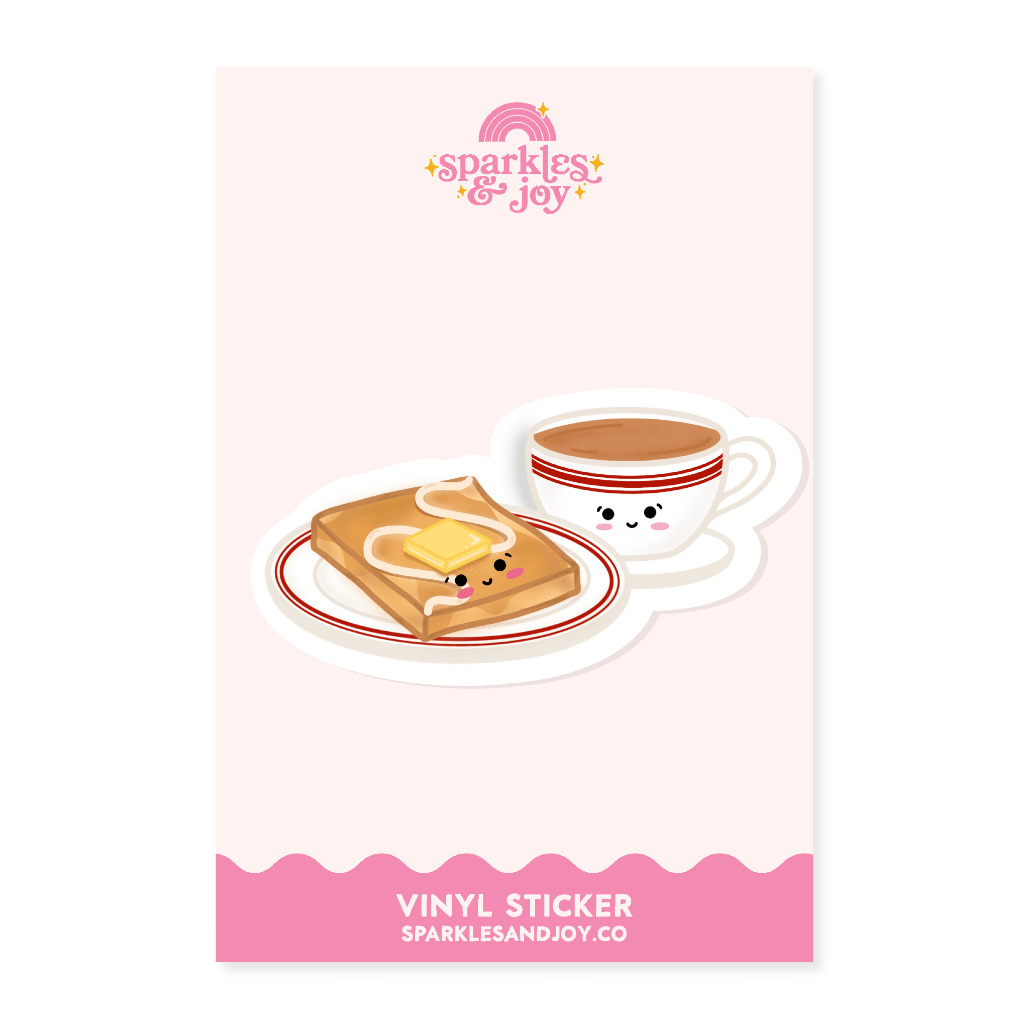 Milk Tea with Toast - Glitter Vinyl Sticker - Sparkles & Joy