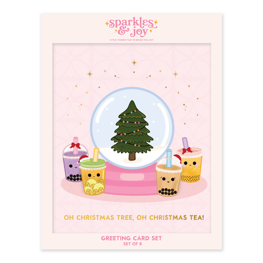 Oh Christmas Tree, Christmas Tea - Christmas Greeting Card Set - Sparkles & Joy