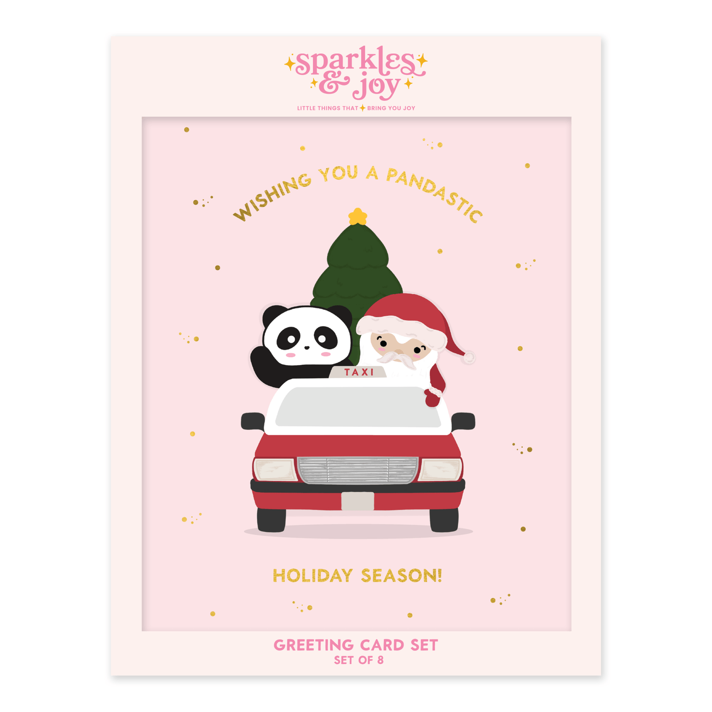 Pandastic Holiday Season - Christmas Greeting Card Set - Sparkles & Joy