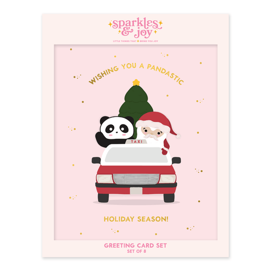 Pandastic Holiday Season - Christmas Greeting Card Set - Sparkles & Joy