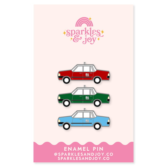 The Trio Taxi Enamel Pin Set - Sparkles & Joy