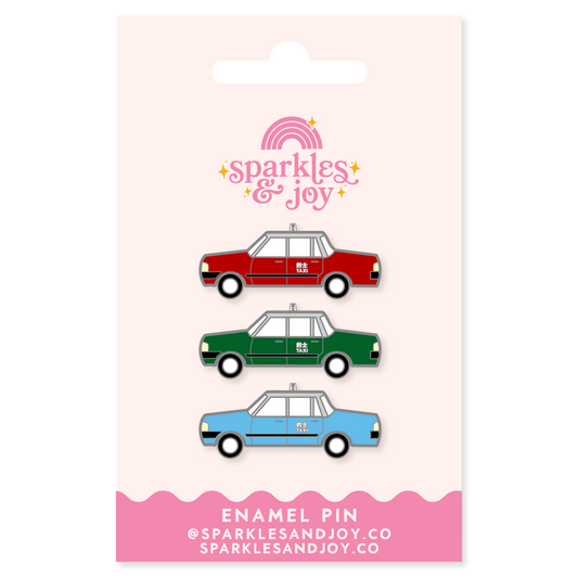 The Trio Taxi Enamel Pin Set - Sparkles & Joy
