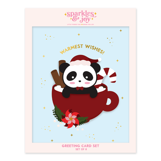 Warmest Wishes Panda - Christmas Greeting Card Boxed Set - Sparkles & Joy