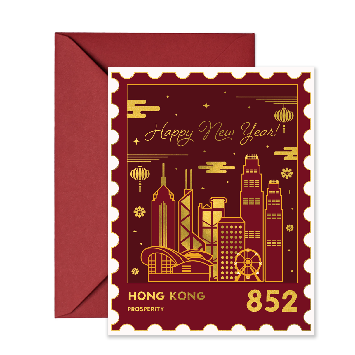 Chinese New Yea Skyline - Greeting Card