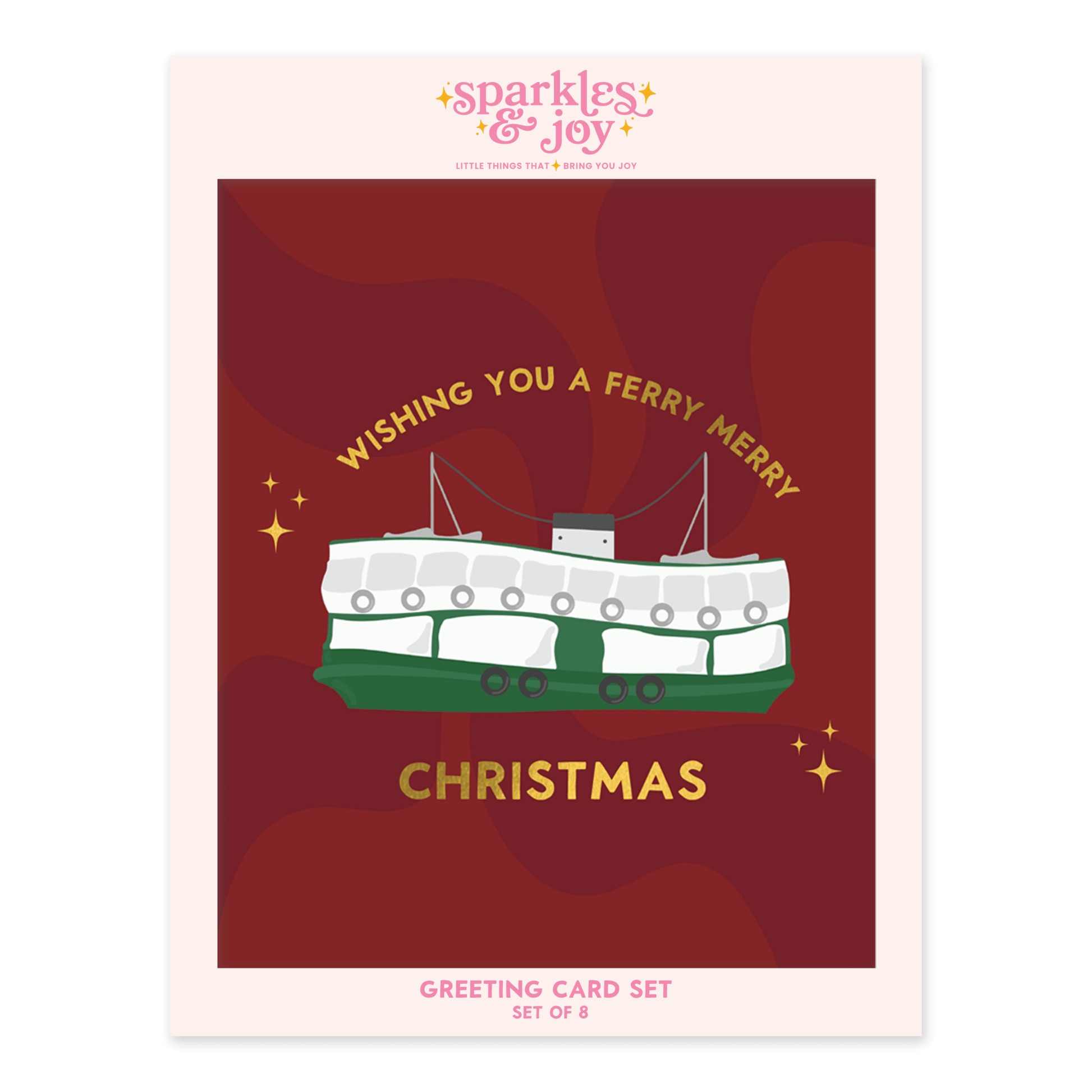 Ferry Merry Christmas - Christmas Greeting Card Boxed Set - Sparkles & Joy