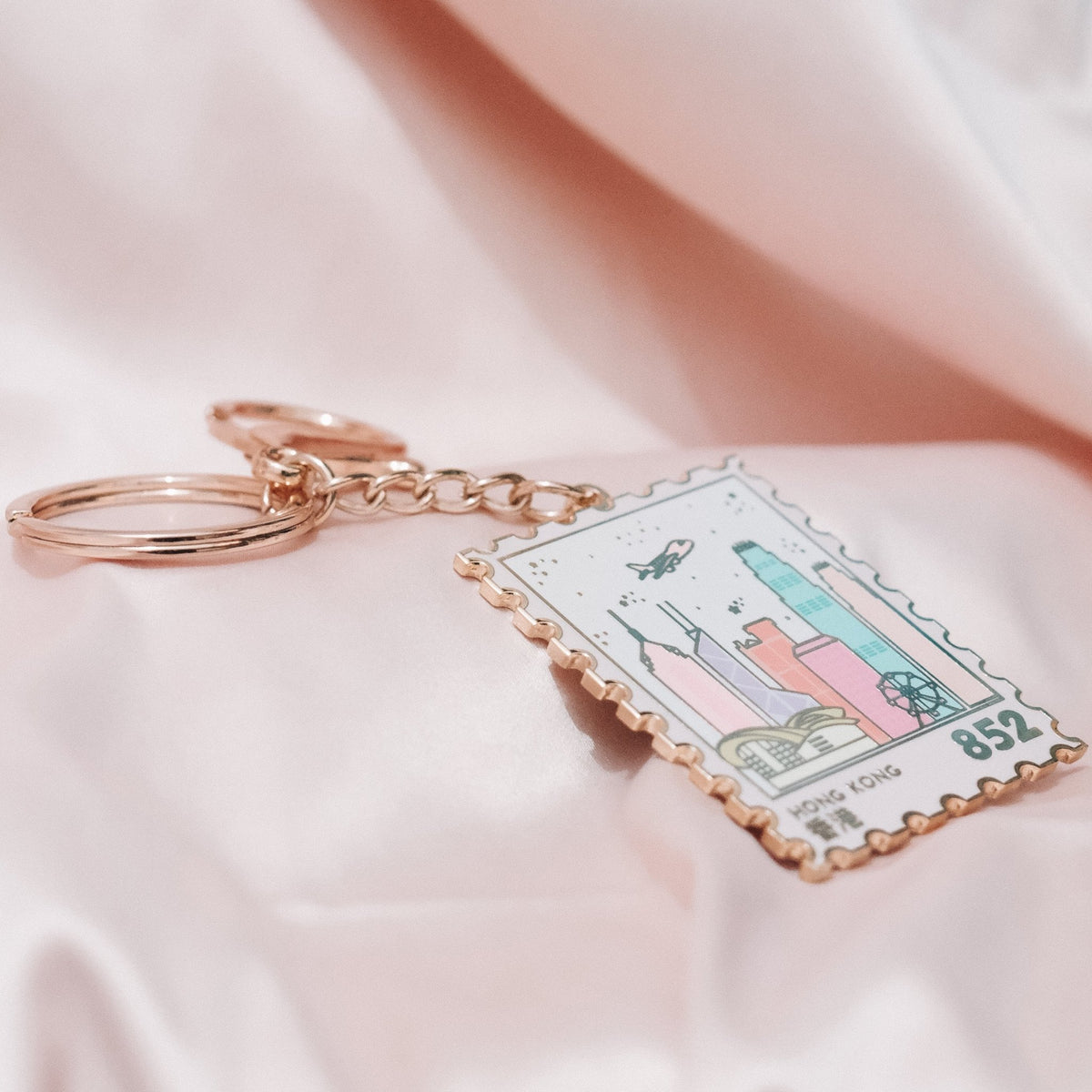 Hong Kong Skyline Stamp Enamel Keychain - Sparkles & Joy